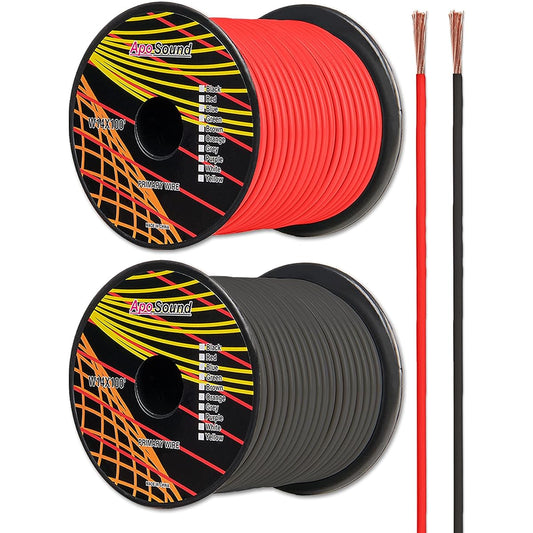 GS POWER 10 Gauge Stranding Flexible Bronze Copper Aluminum CCA Primary Car Wire Car Auto Video Amplifier 12 Bolt Trailer Harness Hook Up Drone Model Train Wiring 100 Feet Red & 100 Feat Black