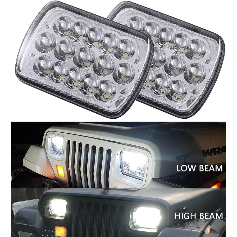 VOUKE 2 pieces 5x7 6x7 6x7 inch 60W rectangular high/low shield beam LED light ranger YJ celloky XJ truck 4X4 off -road headlamp replacement H6054 H6054 H6054LL 69822 6052 6052 6052 With plug