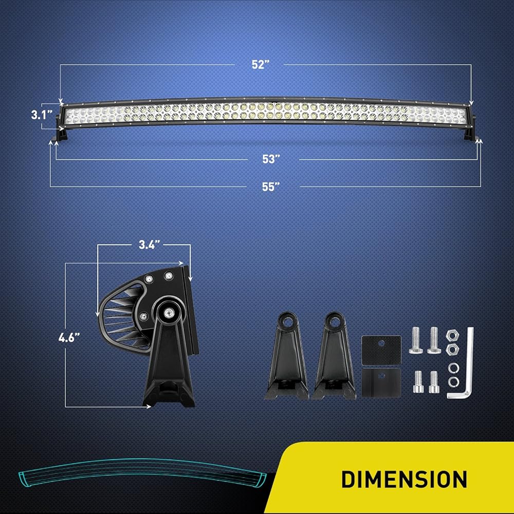 Nilight LED Light Bar 52 Inch 300W Curved LED Work Light Spot Flood Combo Driving Light Fog Lamp LED Off-Road Light Track 4x4 Tundra Chevrolet, 2 Year Warranty