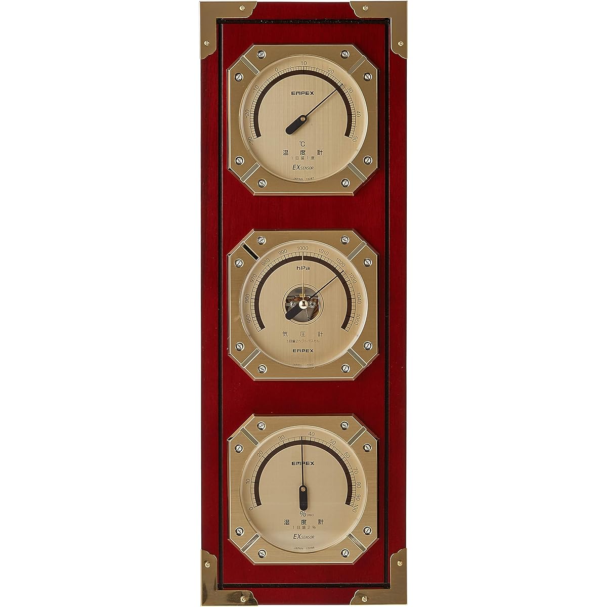 Empex Weather Meter Temperature and Hygrometer Weathermaster Weather Meter for Wall Hanging Made in Japan Brown BM-751 42.2x14.2x4cm