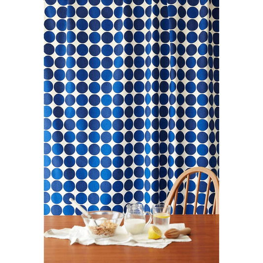 Quarter Report Curtains available in 16 sizes, Charka Navy, Width 150 x Length 190cm, Set of 2, 100% Cotton [Made in Japan]