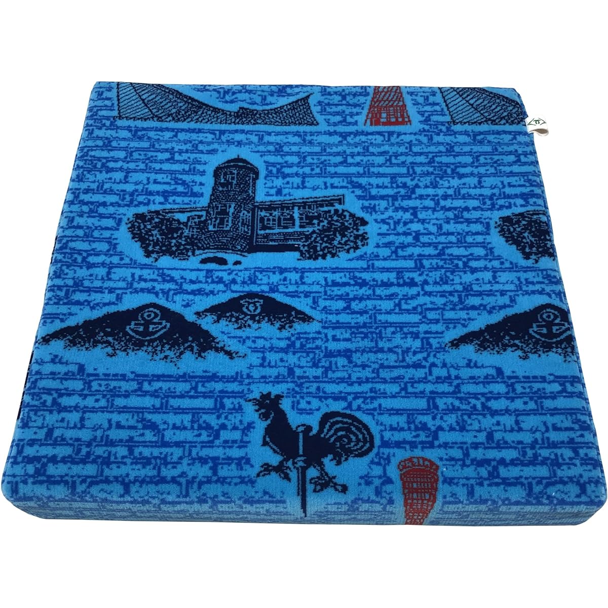 Moquette Cushion Kobe City Bus Japan Seal Collaboration Goods Zabuton (Light Blue)