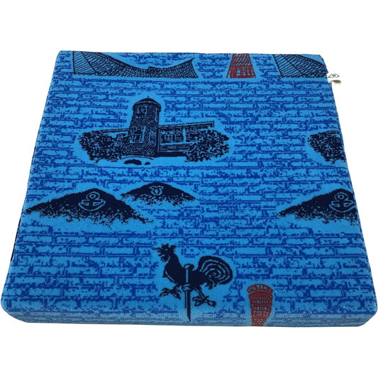 Moquette Cushion Kobe City Bus Japan Seal Collaboration Goods Zabuton (Light Blue)