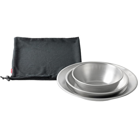 CAPTAIN STAG Tableware Set Tableware Ball Plate Curry Plate with Storage Bag 18-8 Stainless Steel Made in Japan Made in Tsubame-Sanjo UY-7036