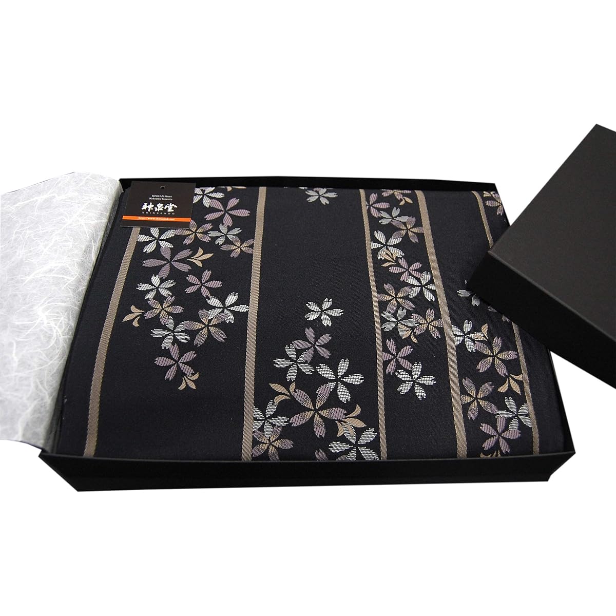 Japanese Style Kimono Table Runner Japanese Pattern Obi Style Boxed and Packaged 150cm Cherry Blossom (Dark Blue)