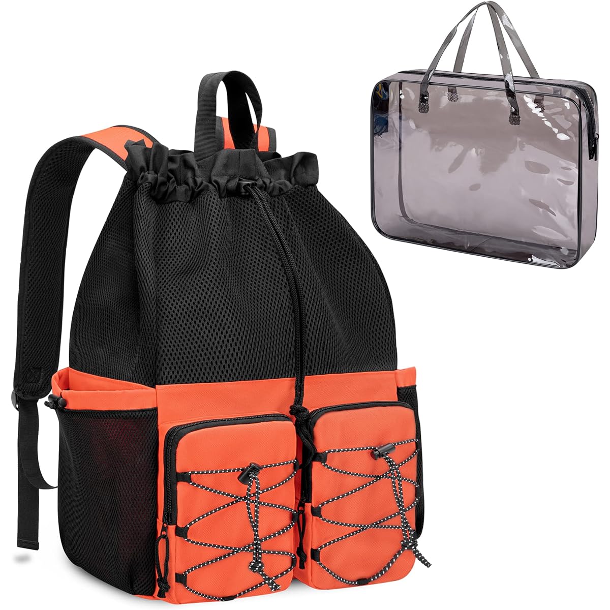 Fasrom Rucksack Travel Bag Sports Bag Pool Bag Climbing Bag Outdoor Rucksack Basketball Soccer Exercise Fishing Diving Unisex Large Capacity Orange