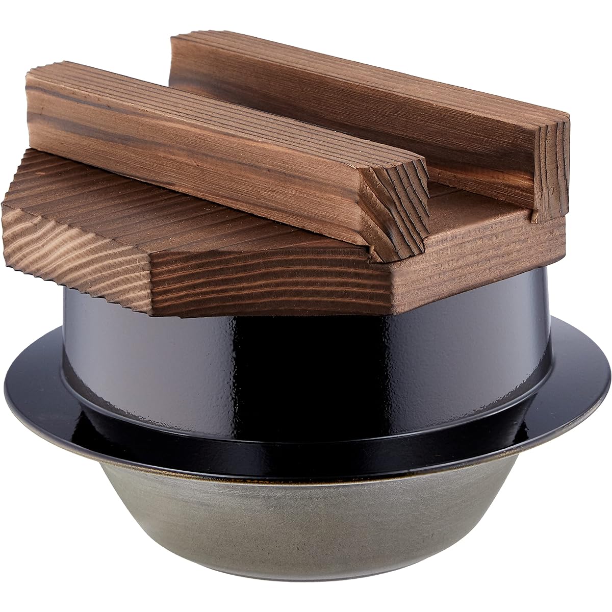 Tonami Shoten Rice Pot, Rice Cooker, Wooden Lid, Black Ame Glaze, 1 Cup, Made of Aluminum, Made in Japan, Outdoor, Camping, Open Fire OK, Repaintable