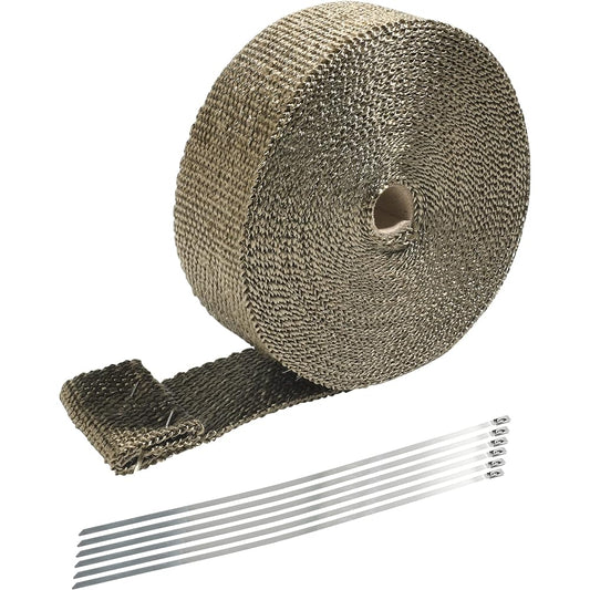 AOCISKA 2" x 50ft Exhaust Heat Wrap Heat Wrap for Exhaust Pipe Motorcycle Exhaust Strap with 6 x 11.8" Stainless Steel Lock Ties Heat Shield Tape for Motorcycle Exhaust Tape Thermal Protection