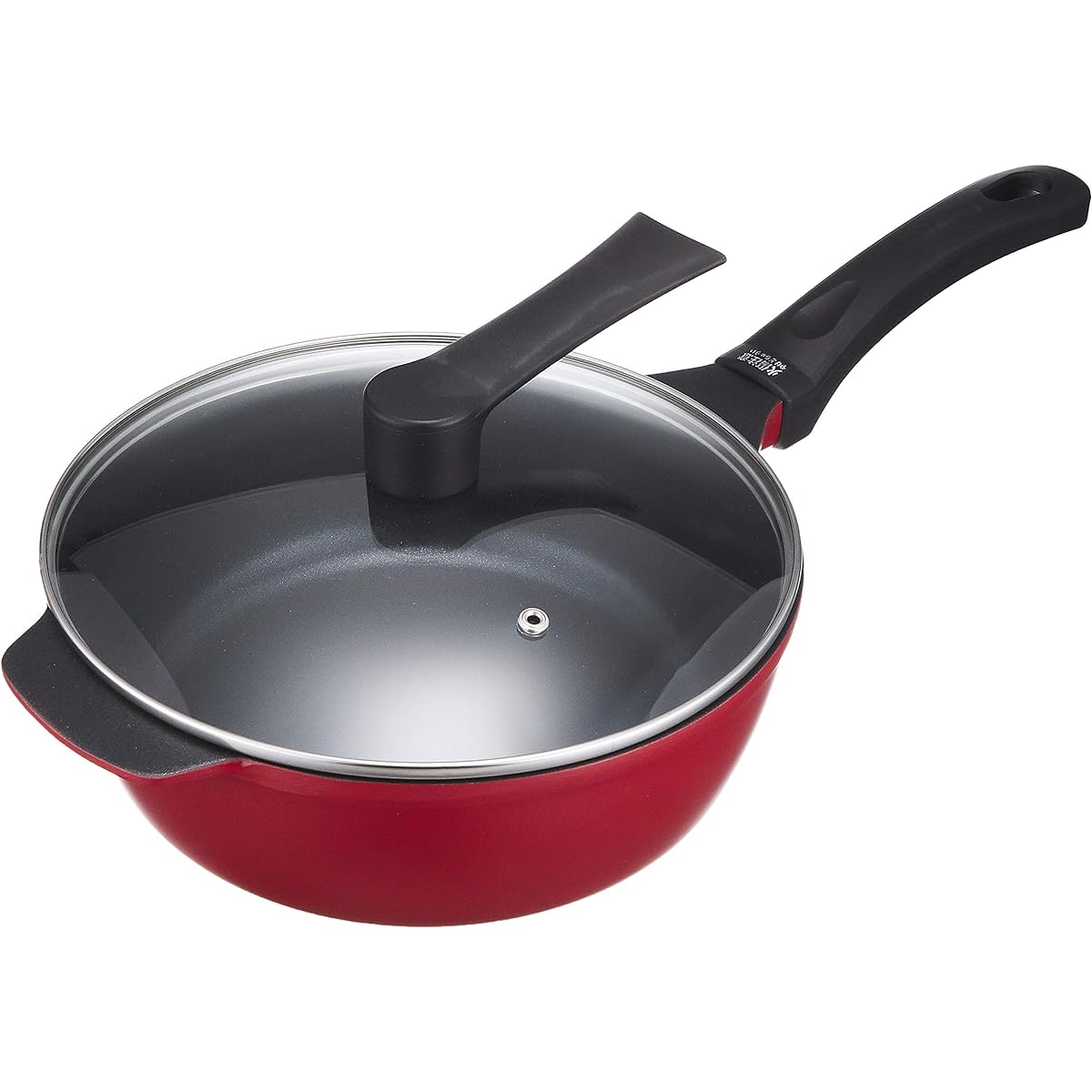 Pearl Metal Frying Pan 24cm IH Compatible with Glass Lid Omakase Pan NEO Blue Diamond Coat Red HB-2905