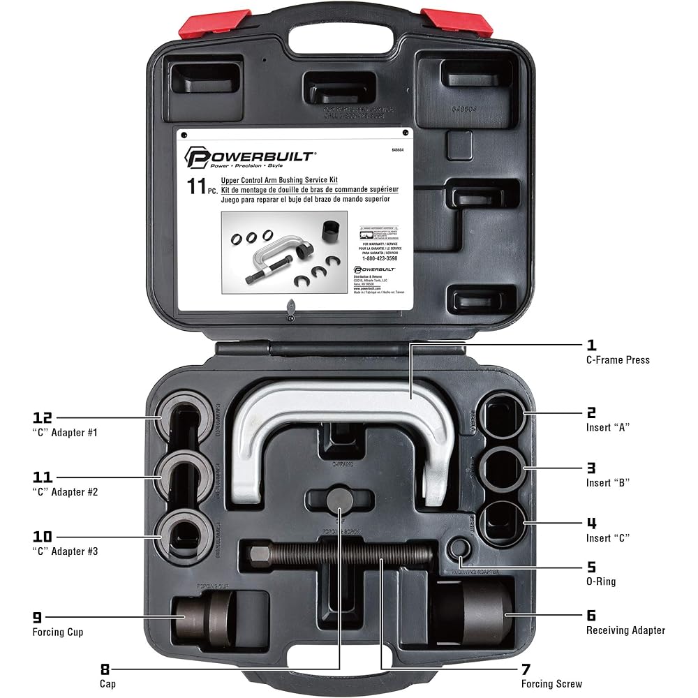 PowerBuilT 648604 Kit 25 UPPER Control Arm Bushing Service Tool Set for Ford, GM, Chrysler