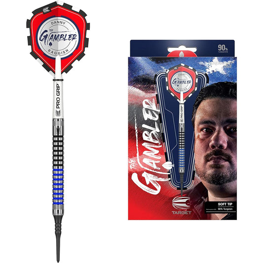 Target Darts Danny Bagish Gen 1 18G 90% Tungsten Soft Tip Dart Set Silver Black Blue (210112)