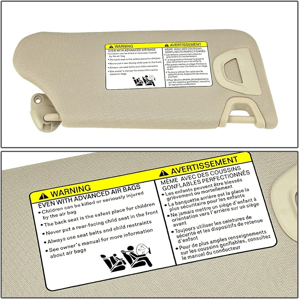 DNA MOTORING ZTL-Y-0247 Left driver seat side sun visor 2013-2018 Altima with light-compatible beige/tongue