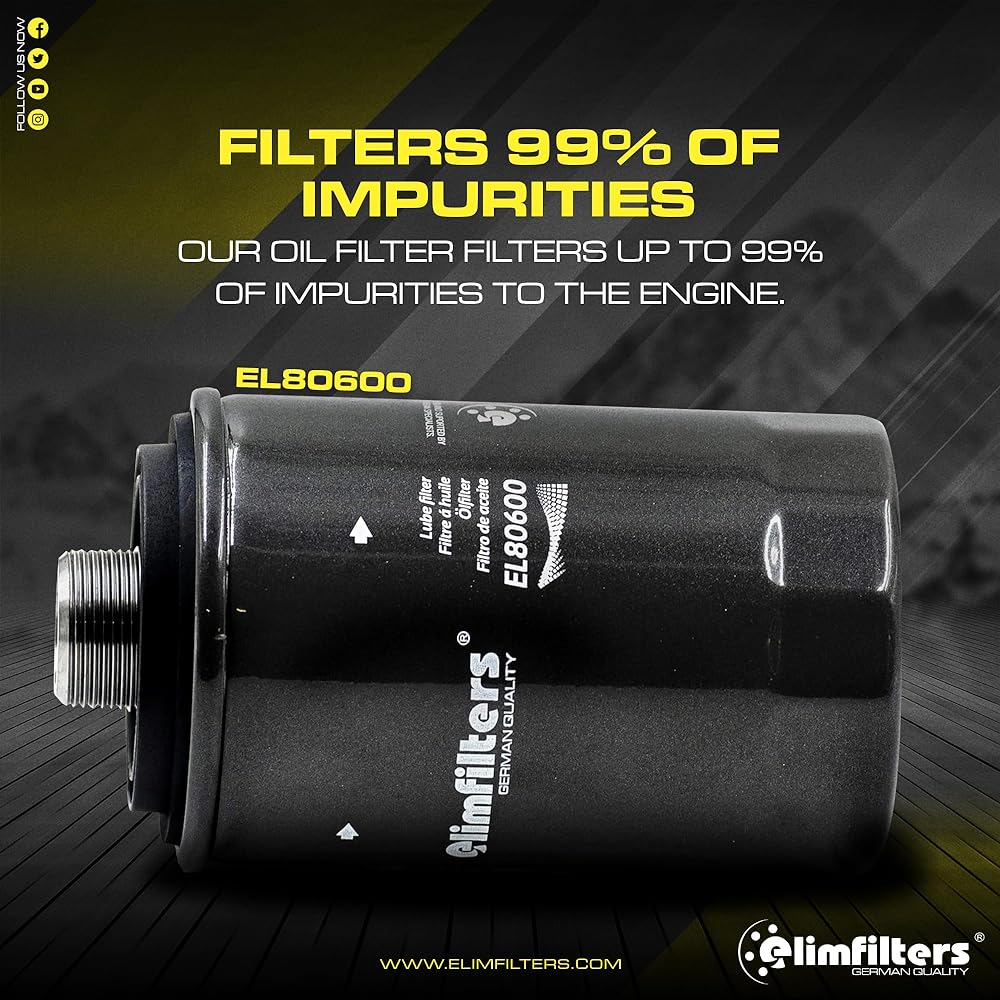 ELIMFILTERS oil filter EL80600 German quality media spin-on engine Audi Q5 2.0L 2011-2017 A4 QUATTRO 2.0L 2009-2016 A5 Quattro 2.0L 2010-2017 Q3 Quattro 2.0L 2015-2018 A4 2.0L 2015-2018 A4 2.0L L 2009-2016