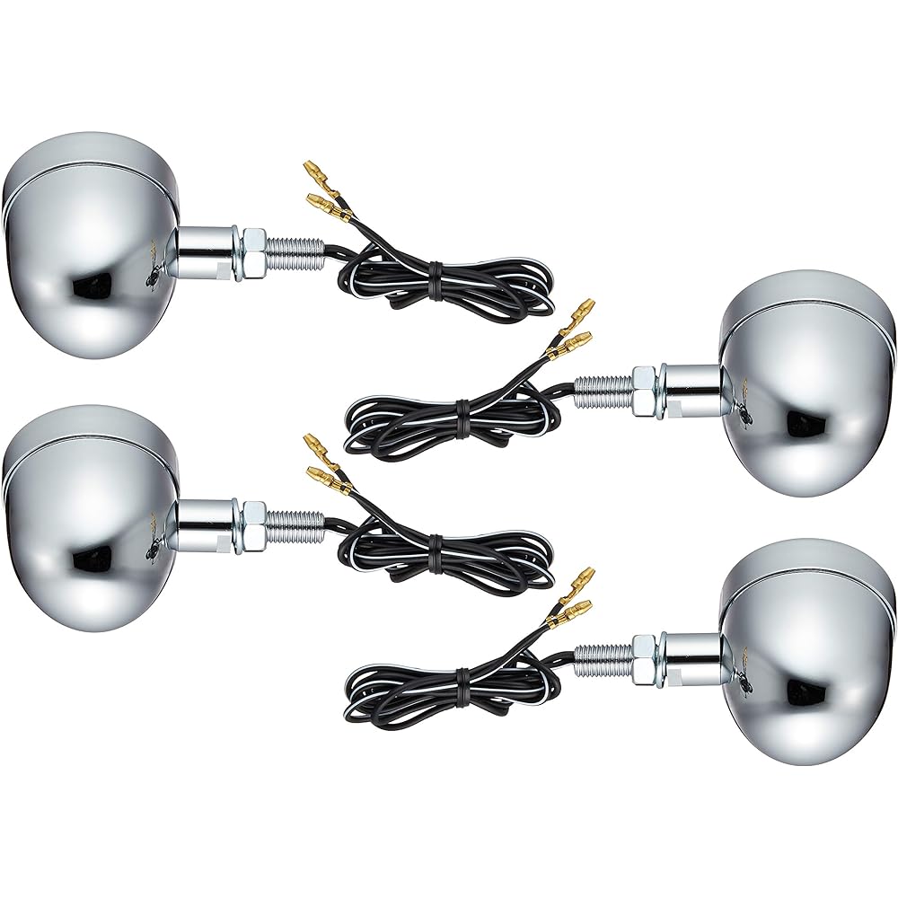 Kitaco 830-0900140B Bread Mini Turn Signal Kit, Jazz (All Models), Chrome/Orange