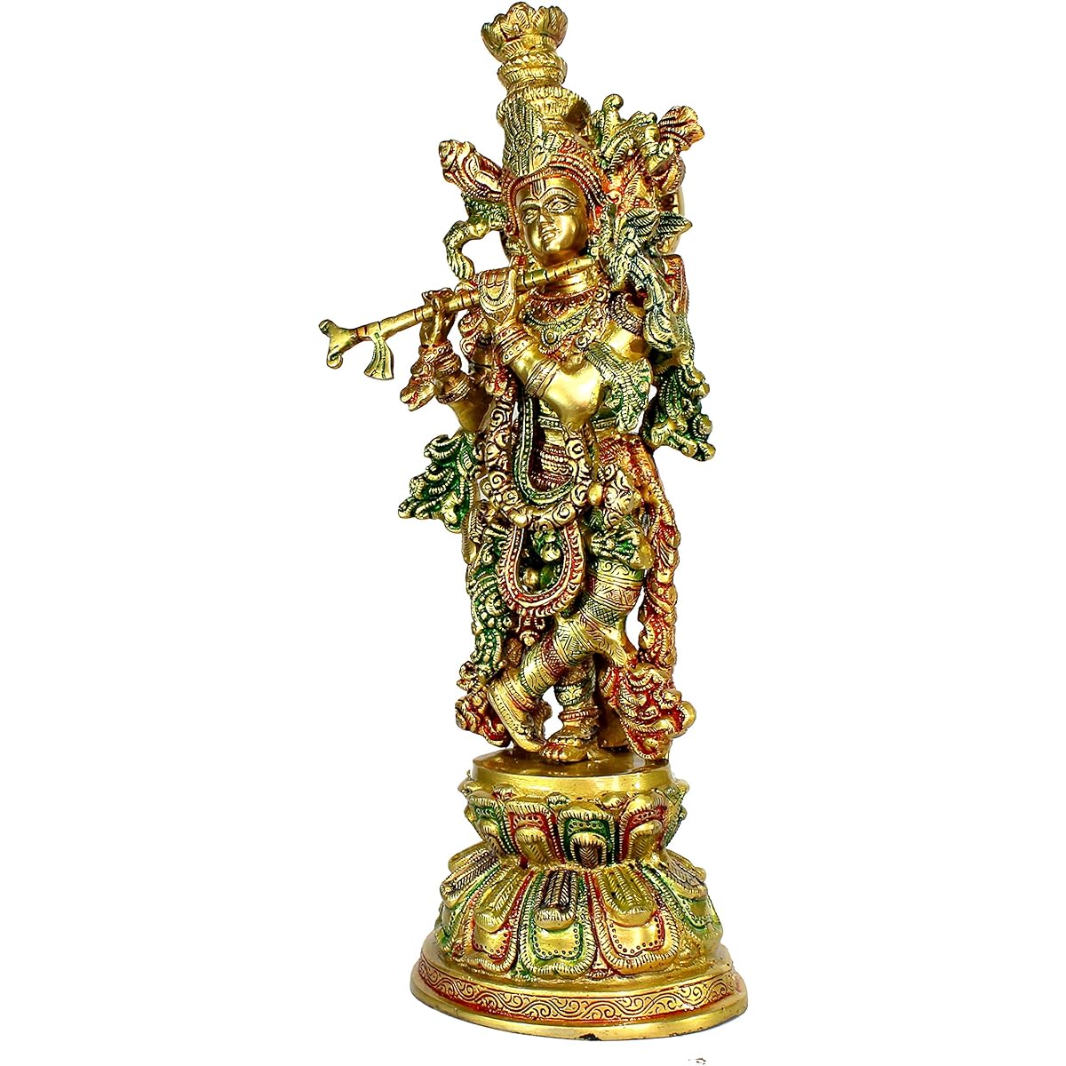 eSplanade Brass Krishna Kishan Murti Idol Statue Sculpture | Puja Idol | Home Decoration (15 Inch)