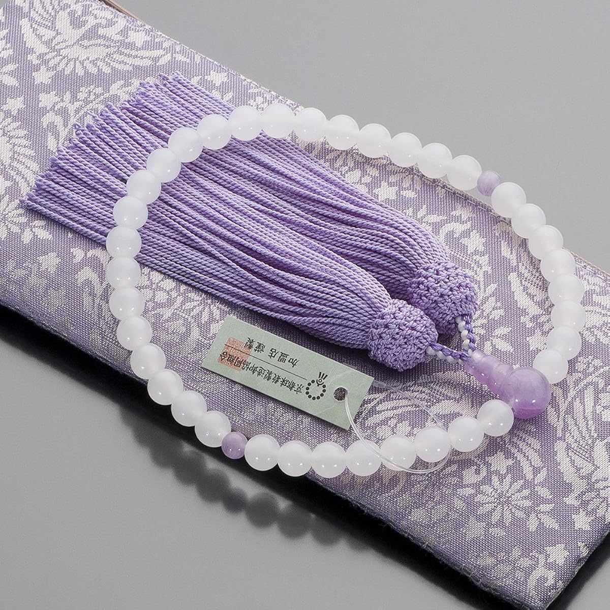 Buddhist Altar Shop Takita Shoten Kyoto Prayer Beads for Women, White Onyx, Shiunite Sewing, 7mm Beads, Pure Silk Headed Buns, Bead Bag Included, Can Be Used by All Sects, Certificate Included