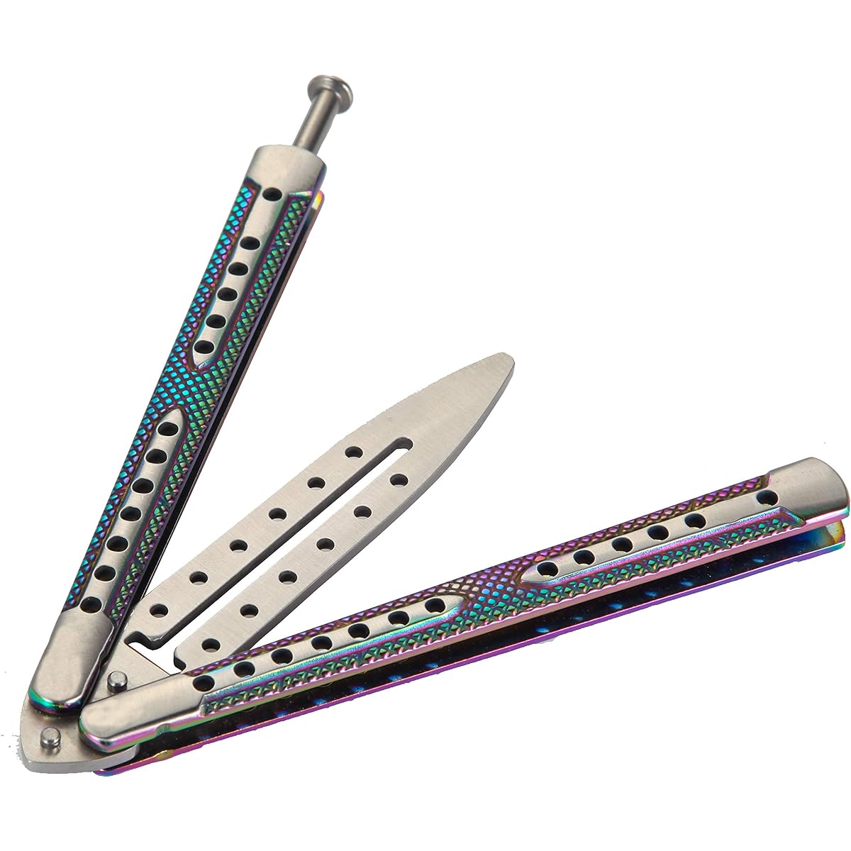 No/Brand Butterfly Knife Tactical Trainer Practice Folding No Blade Handle, Hole on Blade
