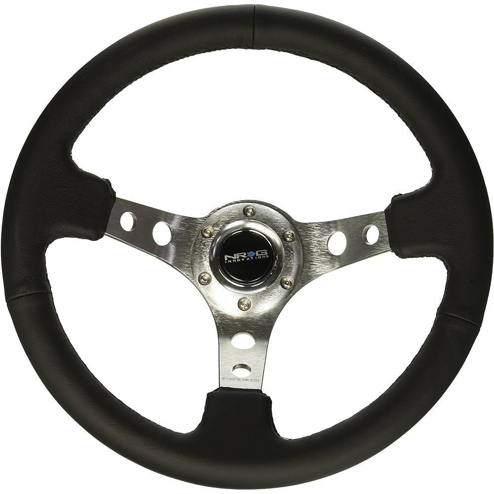 NRG Innovations RST-006S-Y reinforced steering wheels (350mm sports handle (depth 3 inch) suede black stitch yellow center mark)
