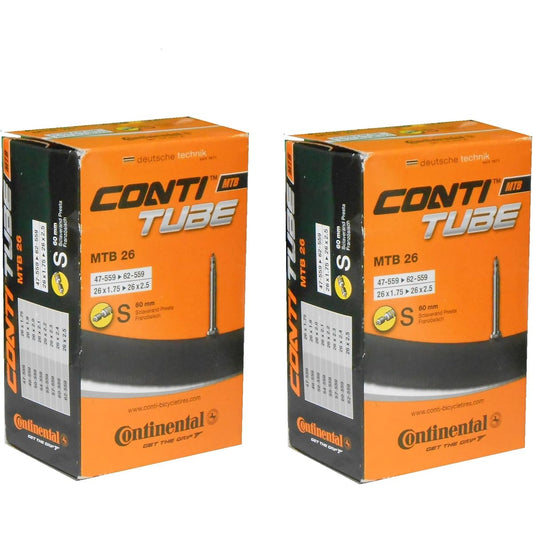Set of 2 Continental MTB26 Presta tube 26x1.75-2.5 Valve length 60mm (47-559/62-559) [Parallel import goods]
