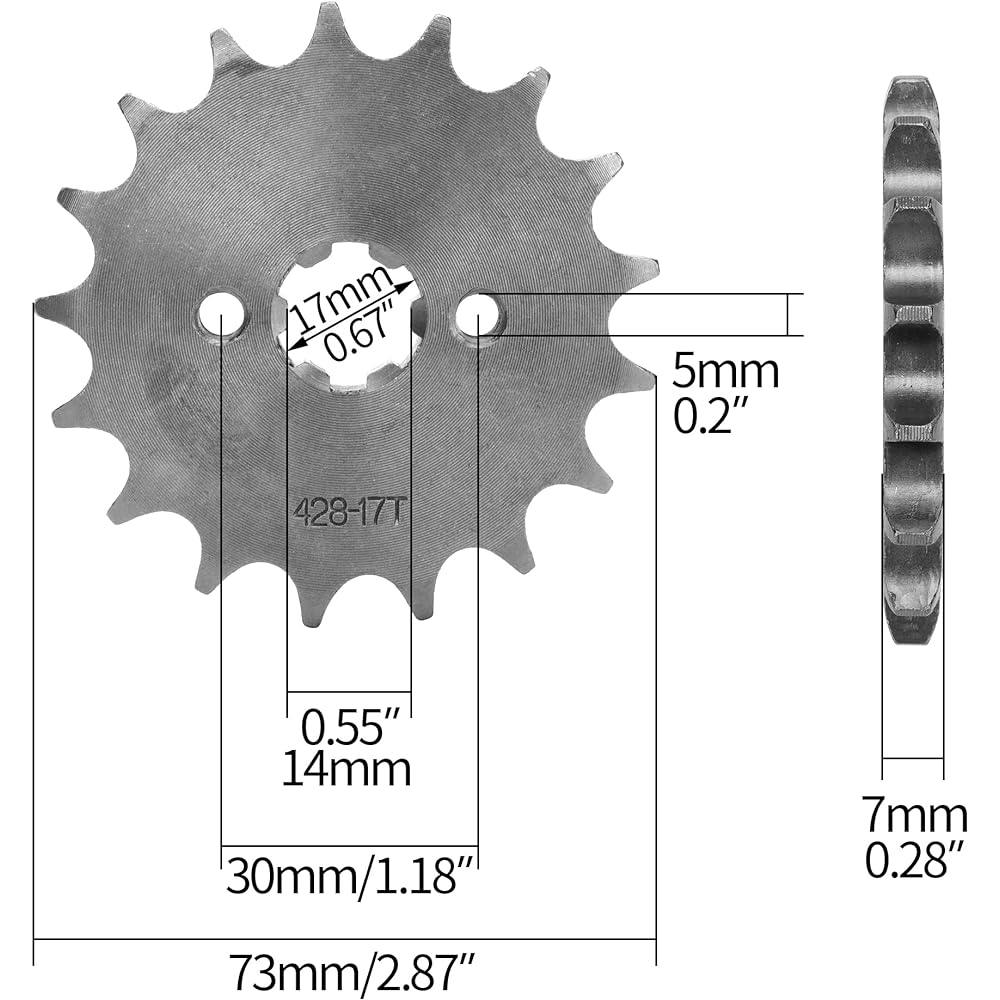 WINGSMOTO Sprocket Front 428-17T 17mm Motor ATV Dart Bike