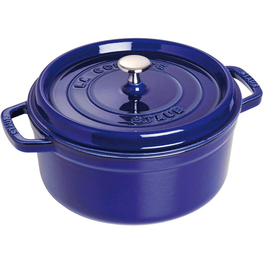 Staub "Pico Cocotte Round Granblue 22cm" Both Hand Cast Enamel Pot IH Compatible [Authorized Japanese Product] La Cocotte Round 40510-265