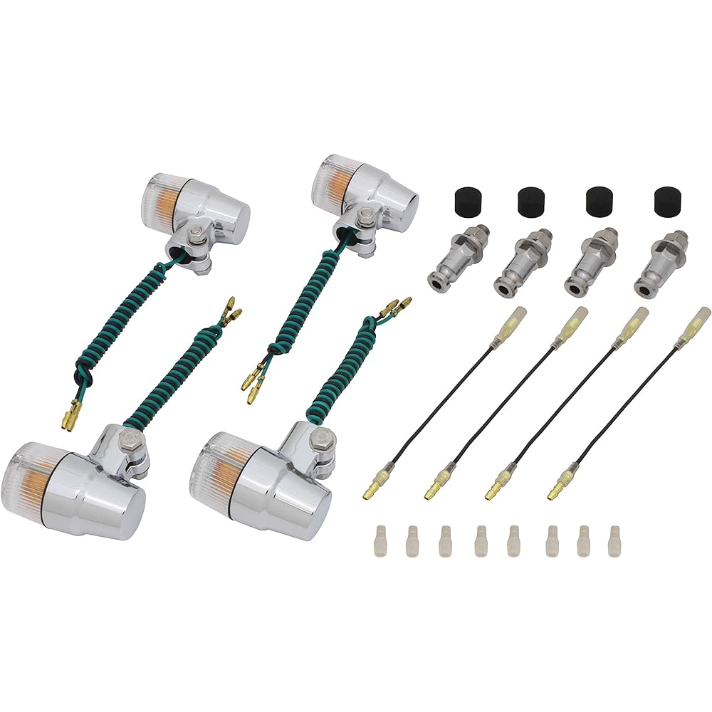 POSH Motorcycle Supplies Super Bike Mini Type Turn Signal Vehicle Specific Set SR400/FI('85~) ・SR500('85~'98) Plated Body/Clear Lens 010033-33