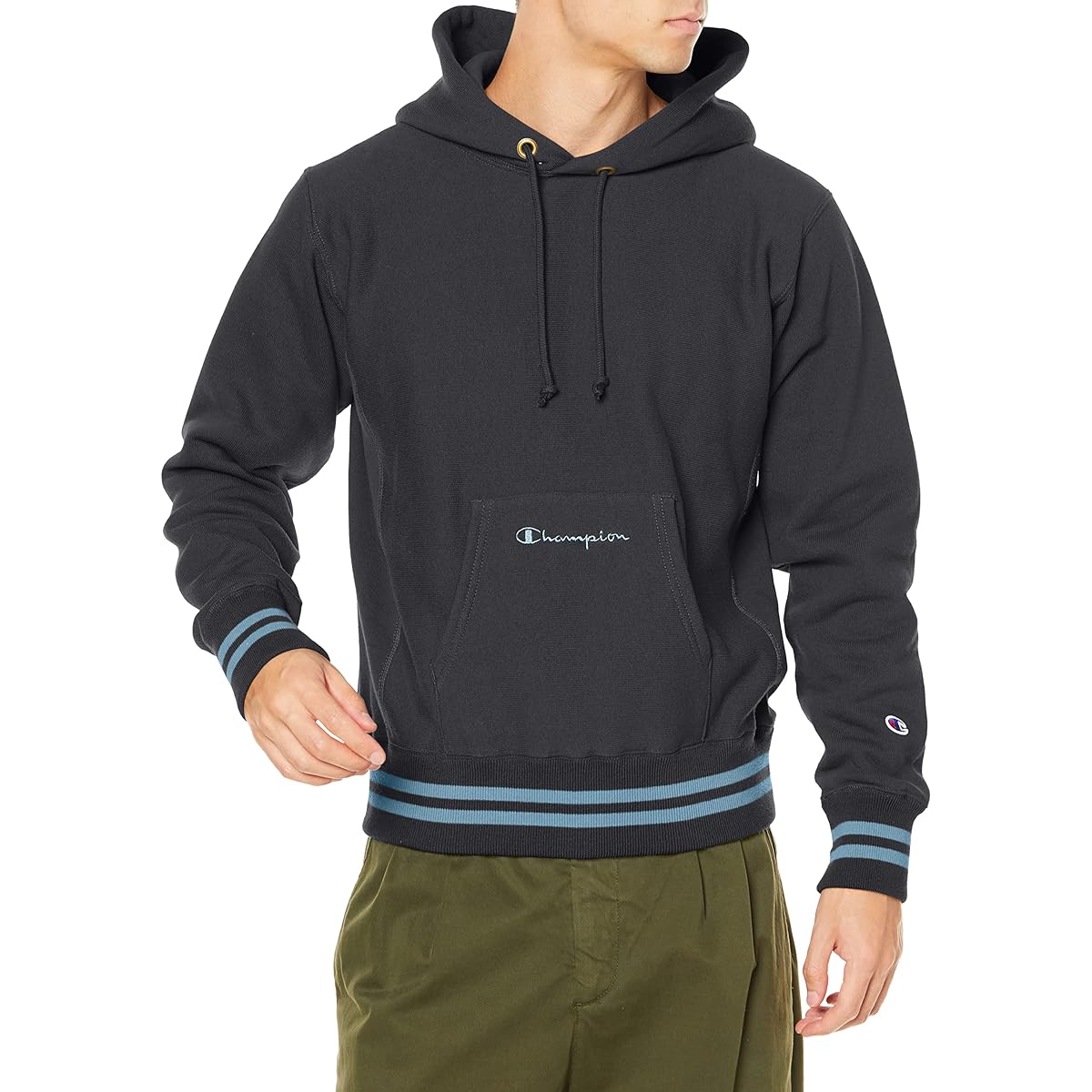 [Champion] Hoodie, Long Sleeve, Brushed Lining, Sweatshirt, 11.5oz Line Rib, Script Logo, Mono Blue Tag, Reverse Weave(R) Hooded Sweatshirt, C3-W110 Men's