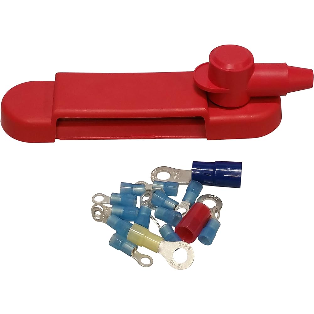 (Red) 12 terminal distribution block -BUSBAR with ring terminal