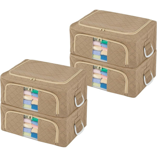 Astro Storage Case, Beige, Set of 4, Wire Storage Box, Activated Carbon Deodorizing, Non-woven Fabric, Stackable Clothes Case 620-60