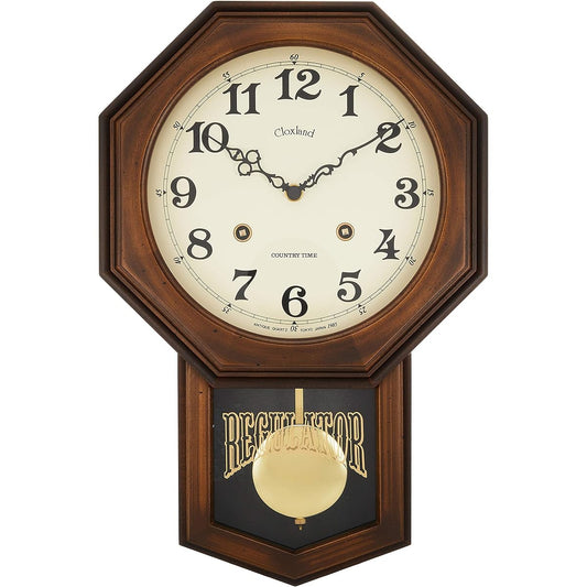 Santel Made in Japan Antique Radio-controlled Pendulum Clock (Octagonal) DQL624 DQL624 Brown