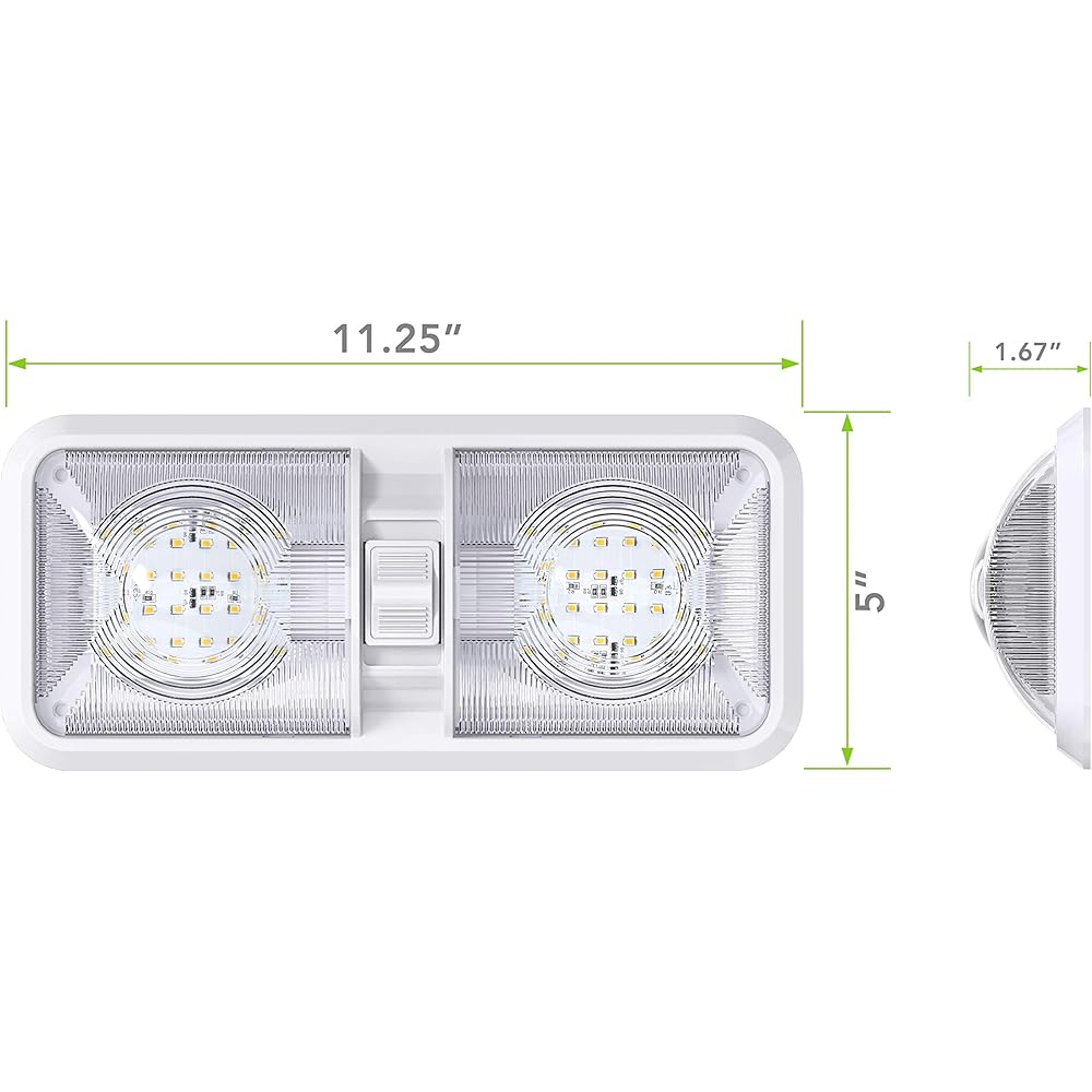5 Pack Leisure LED Camper LED Ceiling Double Dome Light Fixture with On/Off Switch Car RV Trailer Camper Boat DC 12V Natural White 4000-4500K 2835SMD 48pcs (Natural White 4000-4500K 5pcs)