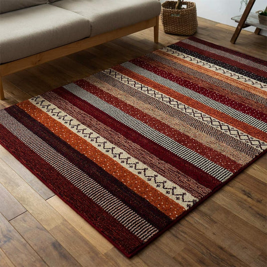 Sayan Sayan Border Pattern Rug Mat Geometry Line II 200x250 3 Tatami Red Belgium