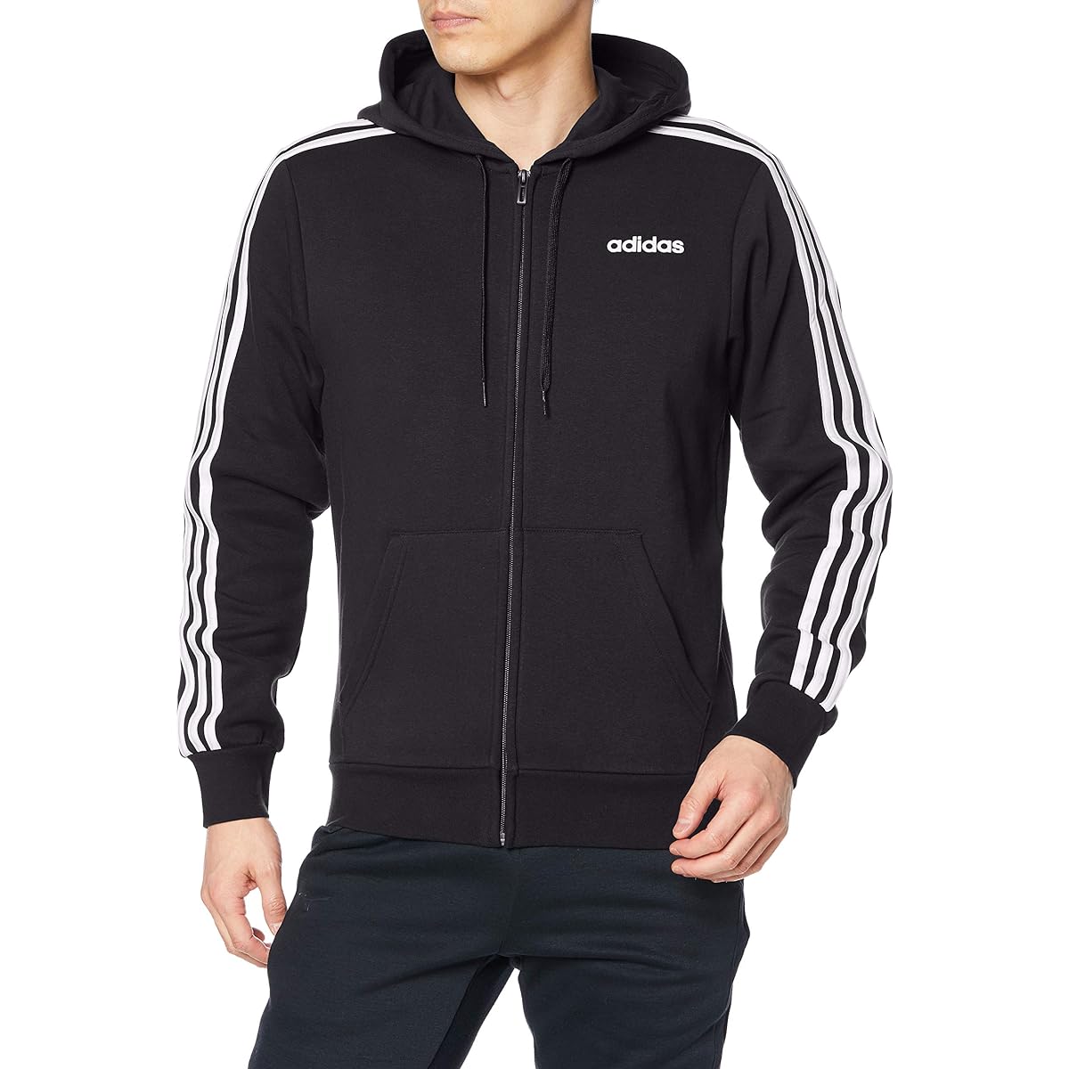 [Adidas] Sweat Hoodie Essentials 3 Stripes Full Zip Hoodie Men's