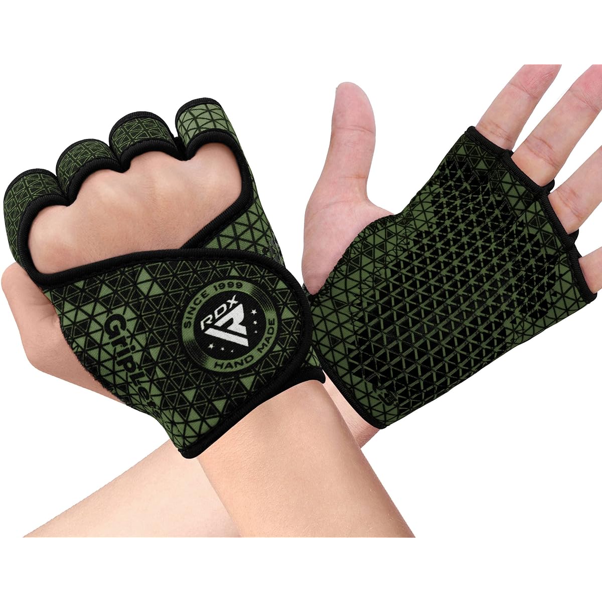 RDX Weightlifting Gloves Non-Slip Neoprene Gym Powerlifting Fitness Strength Training Bodybuilding Workout (Army Green, L/XL)