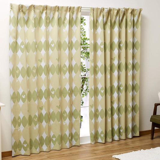 Disney SB-422 Mickey Class 2 Blackout Curtains Set of 2 Width 100 x 200 cm Length Scandinavian Style Green SB-422