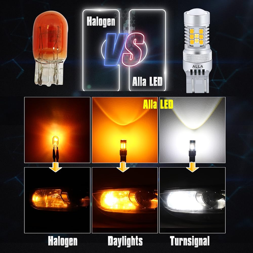 Alla Lighting 7444NA 7443 LED Switch Back Winker Light Light bulb Dual Color Amber Yellow/6000K White Winker Lamp/Parking Light/DRL Super Bright 7442NAK 7443A 7444NAK 7443AK 7443AK 7443AK 7443AK 7443AK