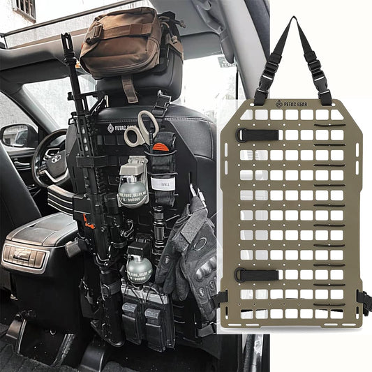 PETAC GEAR Tactical Car Seat Back Organizer | Rigid Mall Panel for Vehicle | Track Mount Rack Panel Tactical Gear Accessory (Dark Earth-1)