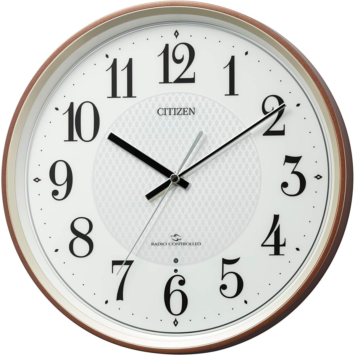 RHYTHM Citizen Wall Clock Wide Range Reception Radio Clock Silent Step Second Hand Brown φ34.2x5.5cm 4MY861-006