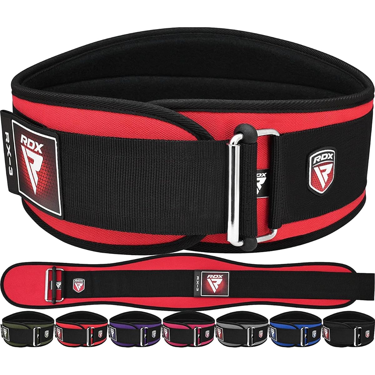 RDX Weight Training Belt Lifting Belt Neoprene Gym Muscle Training (Large, Red)
