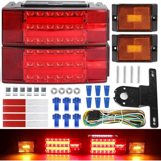 2019 New Submersible LED Trailer Light Kit, Super Bright Brake Stop Turn Tail License Lights for Camper Truck RV Boat Snowmobile Under 80" Inch