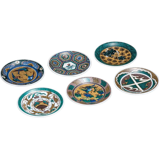 Japanese tableware Kutani ware 6 small plates set 6 old Kutani masterpieces AK5-0093