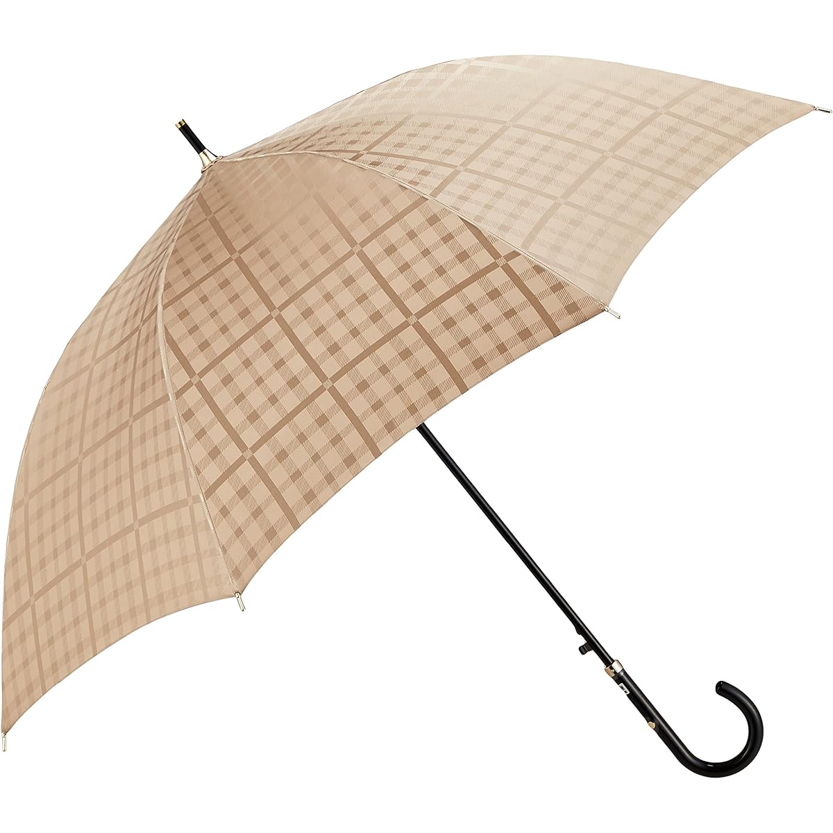 [Dax] Women's Long Umbrella MOONBAT Polyester Post-dyed Jacquard Check Long Umbrella Rain Umbrella Windproof Women's