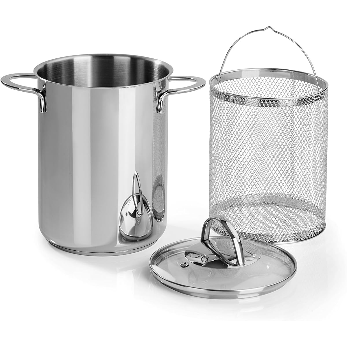 Barazzoni Double Handed Pot Stainless Steel ∅16 x H27.5cm Asparagus/Vegetable/Pasta Steamer 487051016
