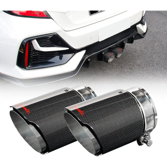 Archaic Honda Civic Hatchback FK7 Muffler Cutter Exhaust Pipe Exterior Parts Accessories Carbon Fiber Rear Exhaust Muffler for Honda Civic Hatchback 2017-2020 Set of 2