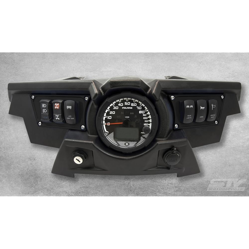 STVMotorsports Custom Aluminum Black Dash Panel for Polaris RZR XP 1000 with 4 Laser Rocker Switches