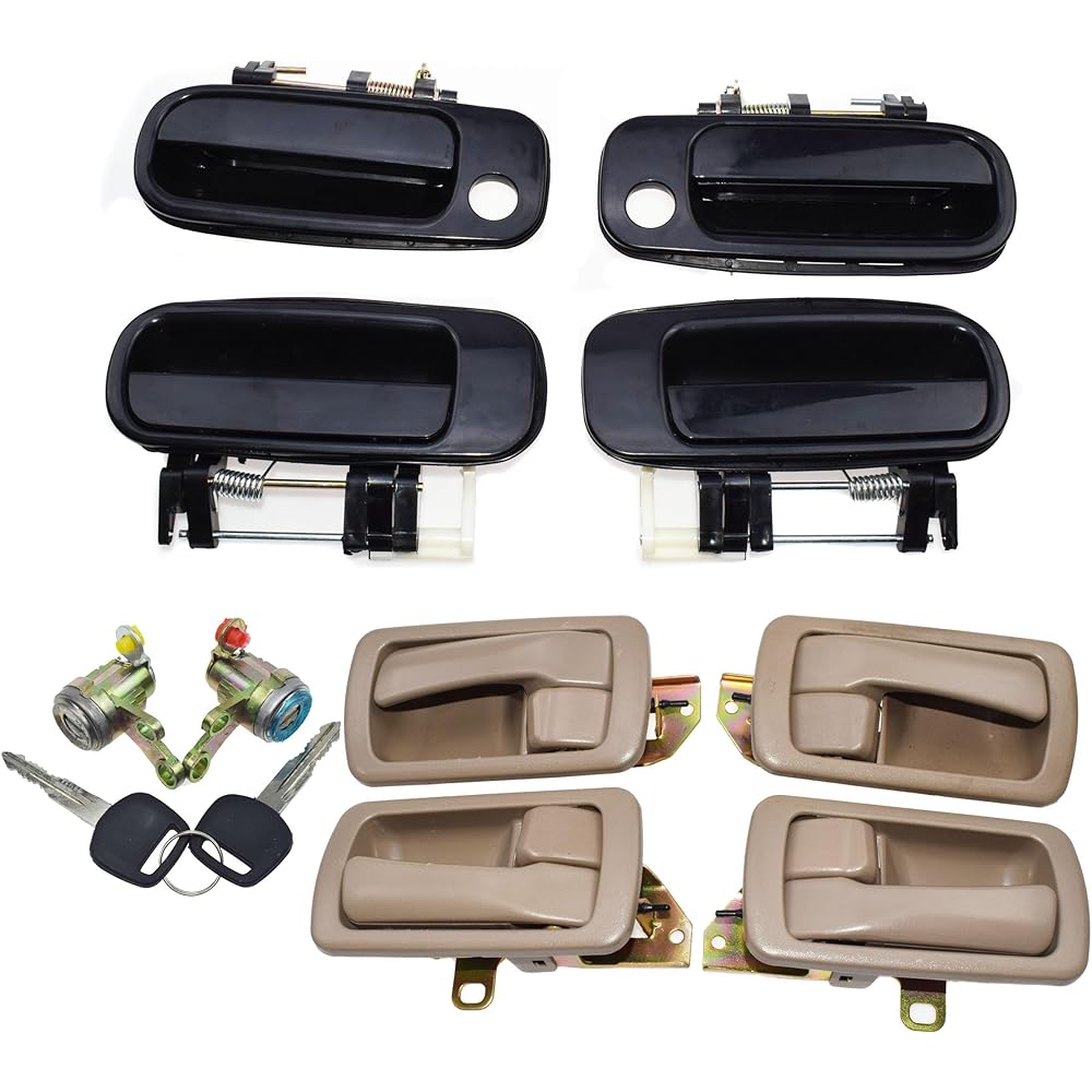 Car Parts Black Beige White Toyota Kamuri 2.2L 3.0L 1992-1996 For outside & amplifiers. Inside door handle Front rear left and right & door lock cylinder car parts (color: kit 013)