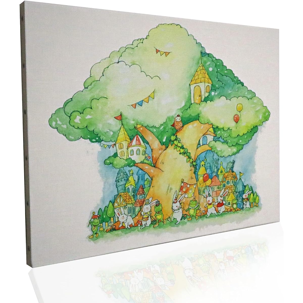 Painting that brings happiness ``March to Hope'' Interior decoration to decorate the entrance that increases luck Feng Shui Home aspect Rabbit Owl Frog Lucky art (Canvas board)
