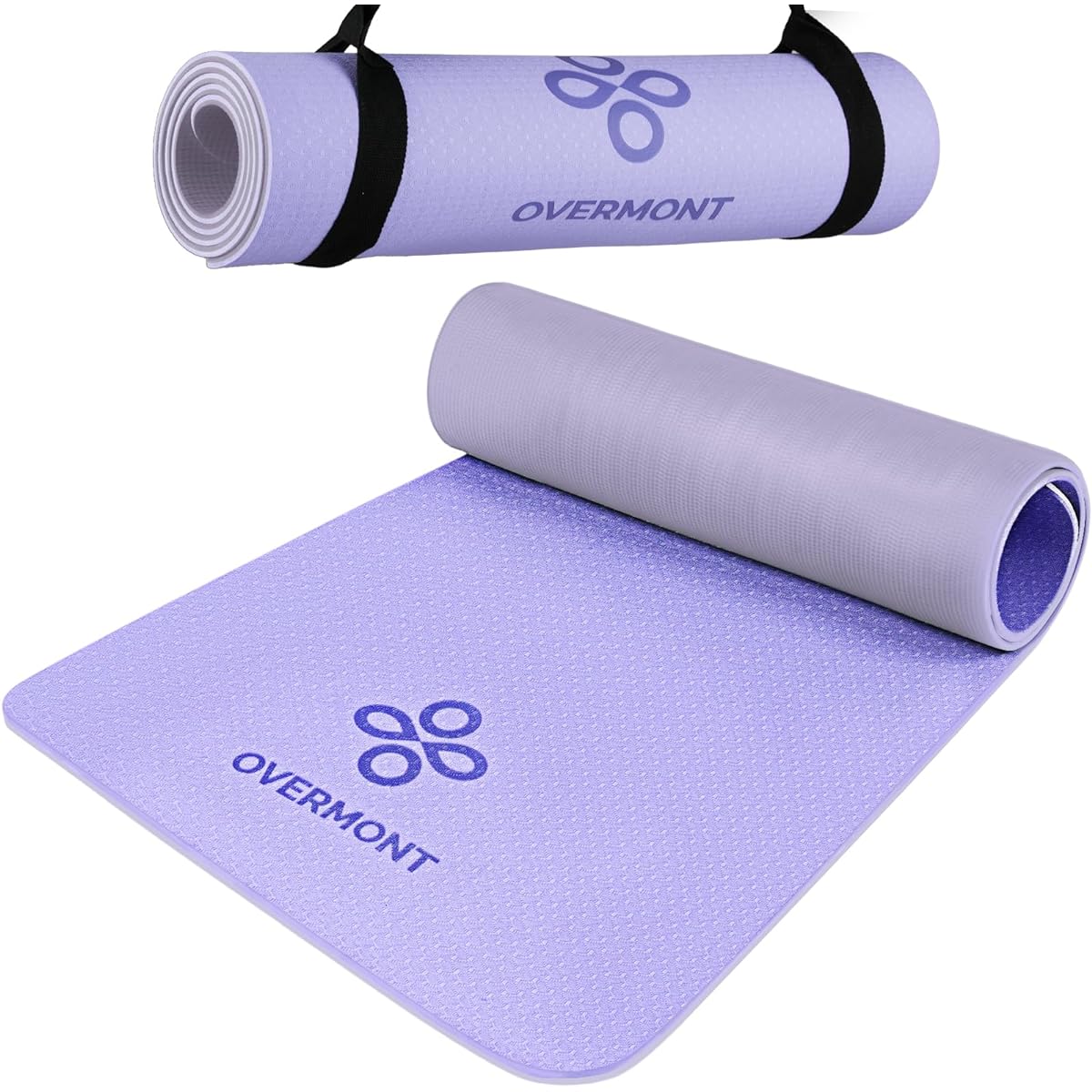 Overmont Yoga Mat, 8mm, Non-slip on both sides, with straps, TPE material, Odor-free Muscle training mat, Training mat (183cm*61cm), Exercise mat, Shock absorption, Soundproofing material, High density, Lightweight, Durable, Skin-friendly [2023 New Editi