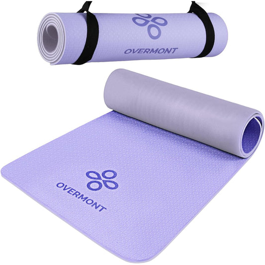 Overmont Yoga Mat, 8mm, Non-slip on both sides, with straps, TPE material, Odor-free Muscle training mat, Training mat (183cm*61cm), Exercise mat, Shock absorption, Soundproofing material, High density, Lightweight, Durable, Skin-friendly [2023 New Editi