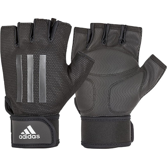 adidas Elite Training Gloves Ergonomic Sweat Absorbent Breathable Double Wrist Wrap with Removable Ring Strap